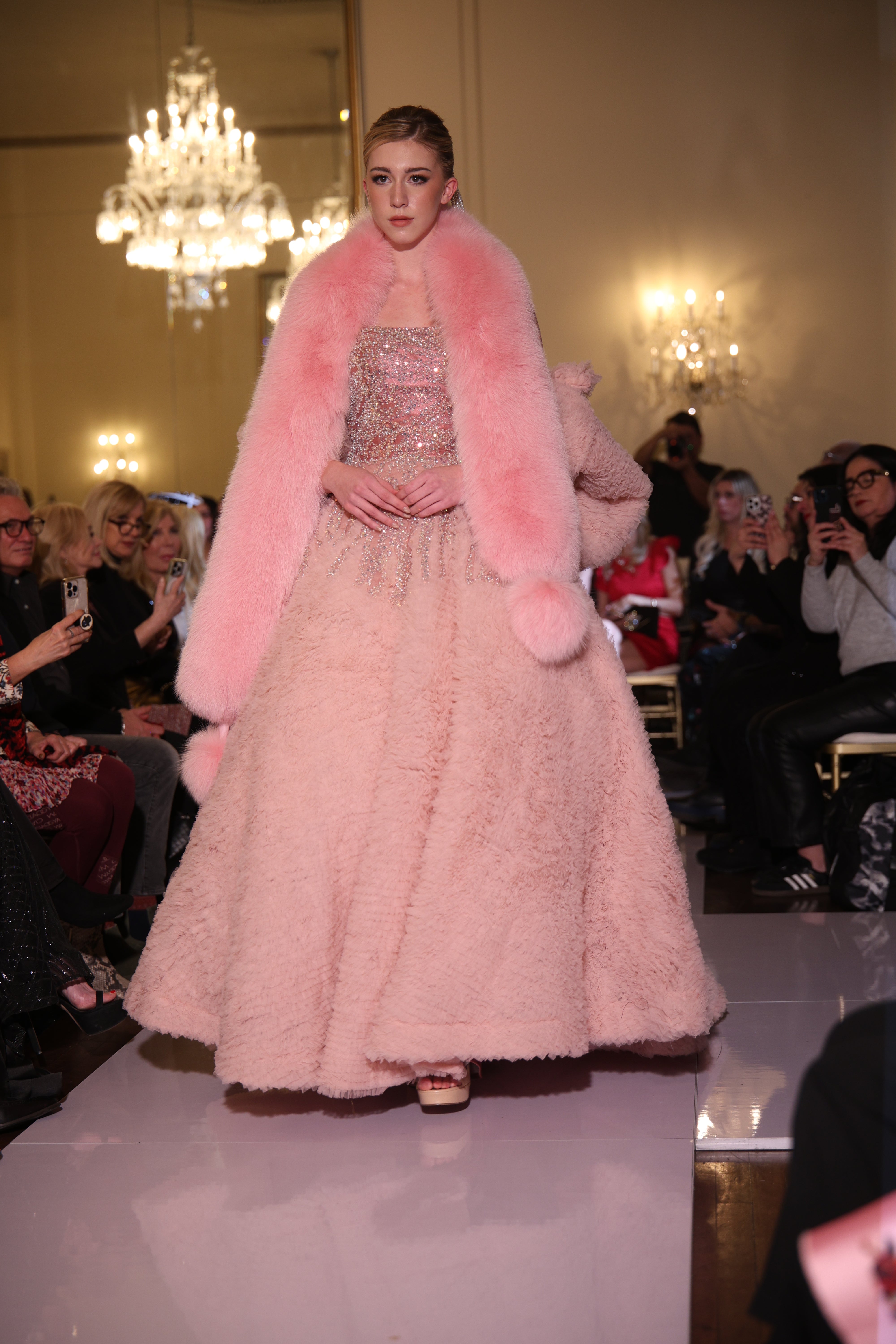 Blush Pink Gown & Faux Fur Stole