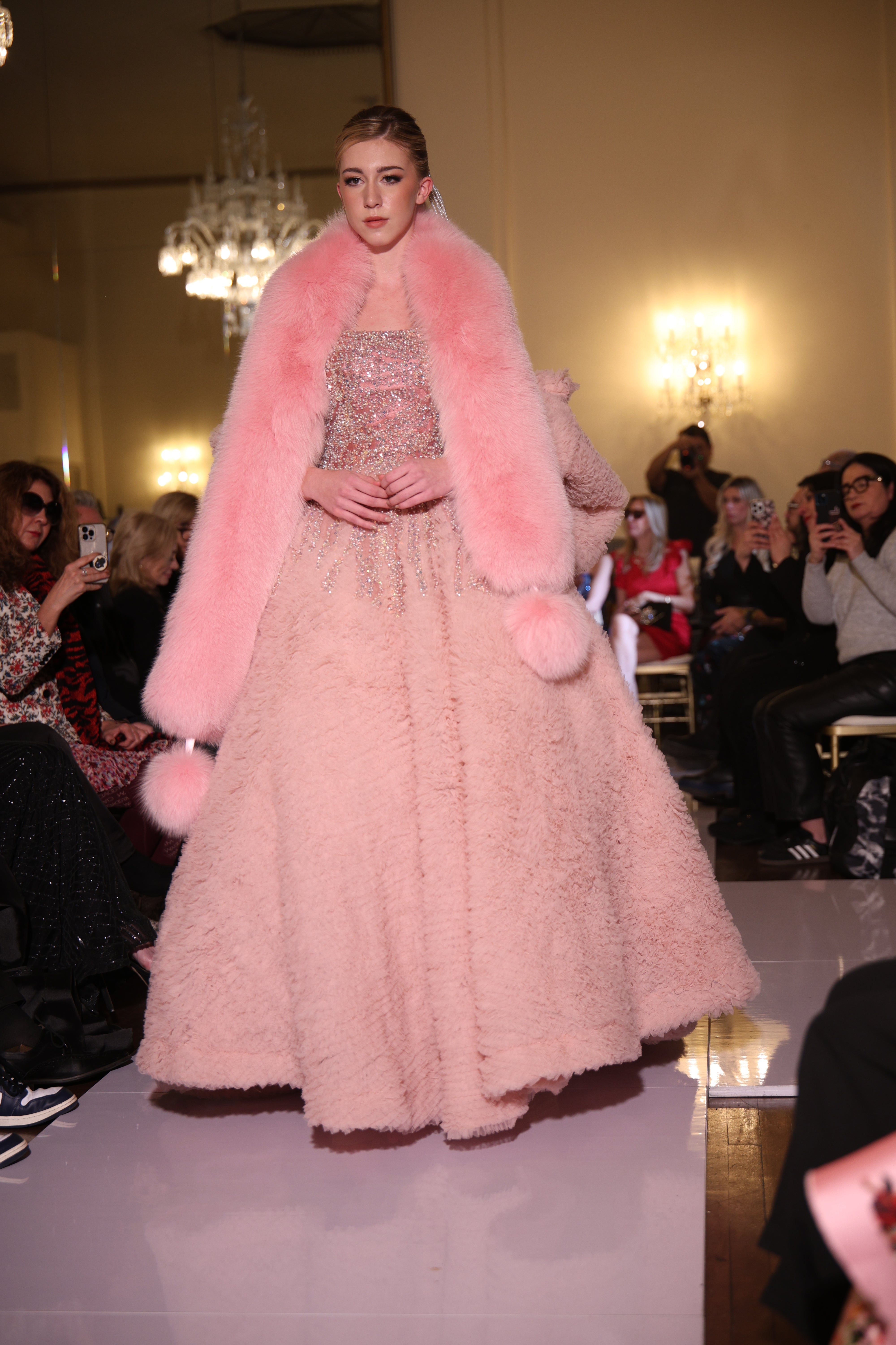 Blush Pink Gown & Faux Fur Stole