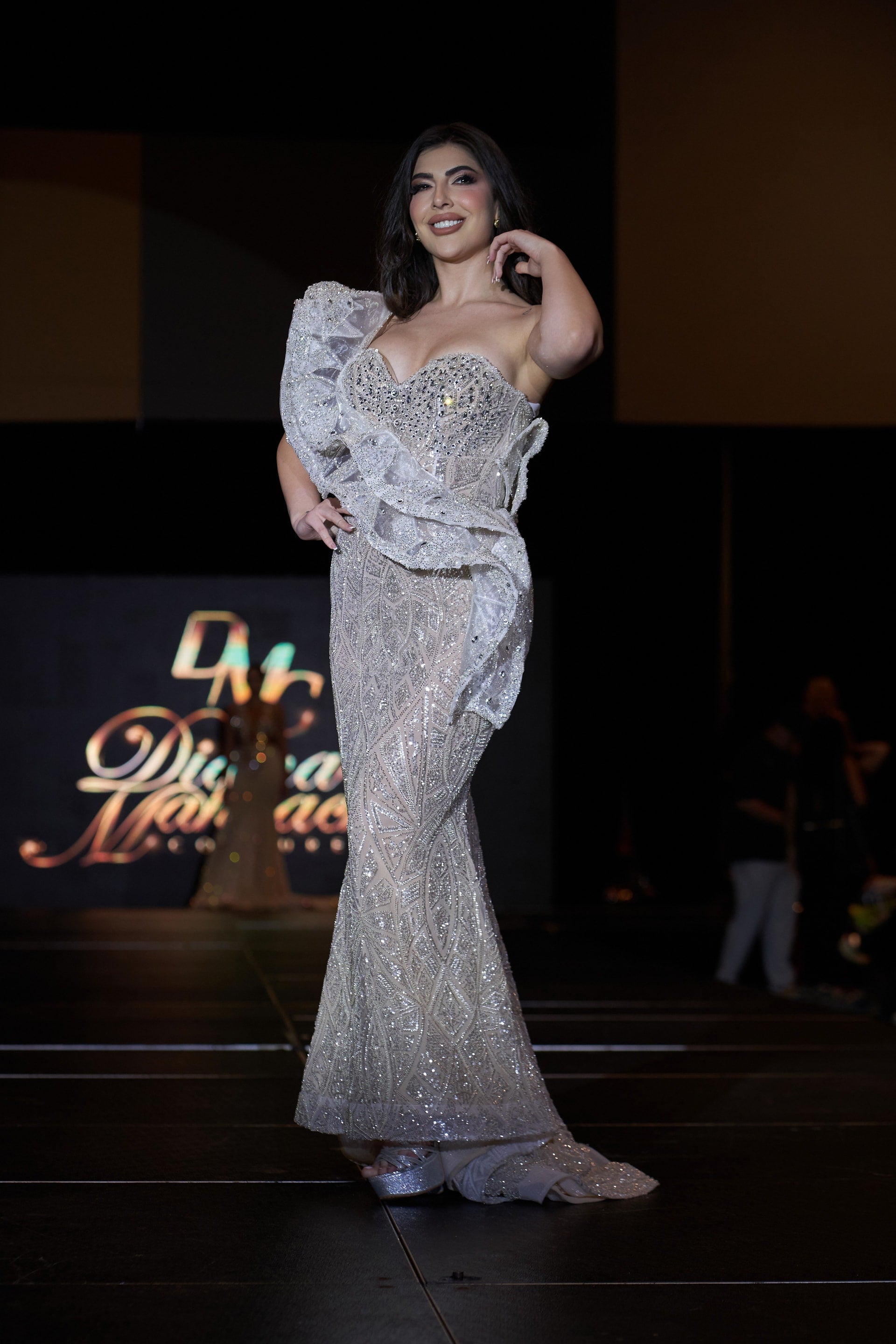 One-Shoulder Beaded Mermaid Gown