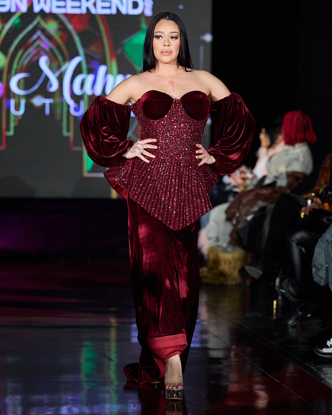 Burgundy Velvet Corset Gown