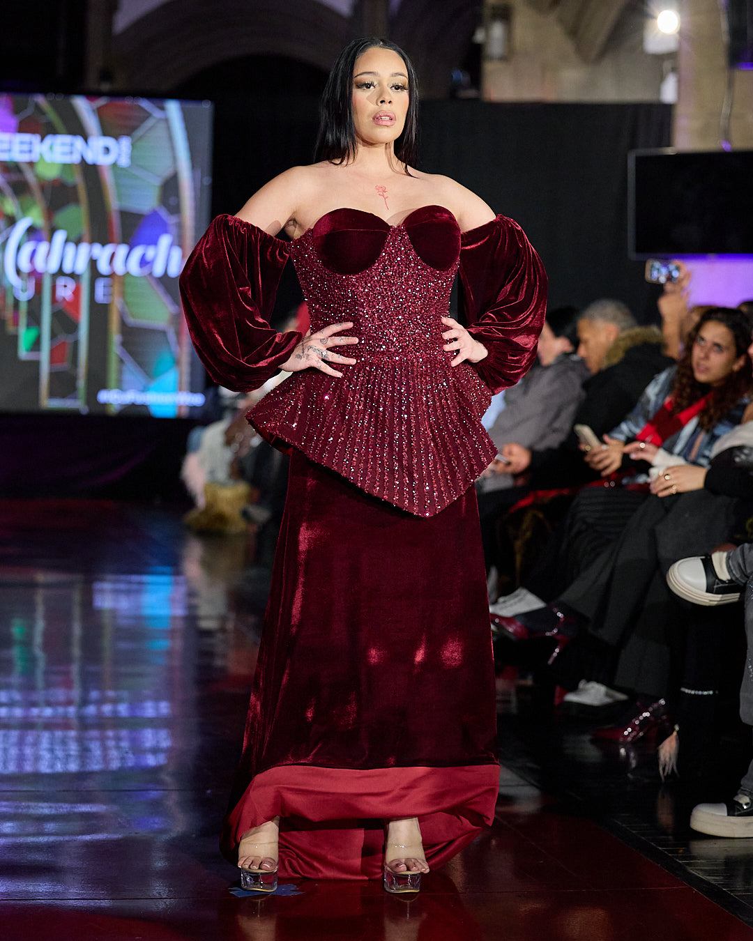 Burgundy Velvet Corset Gown