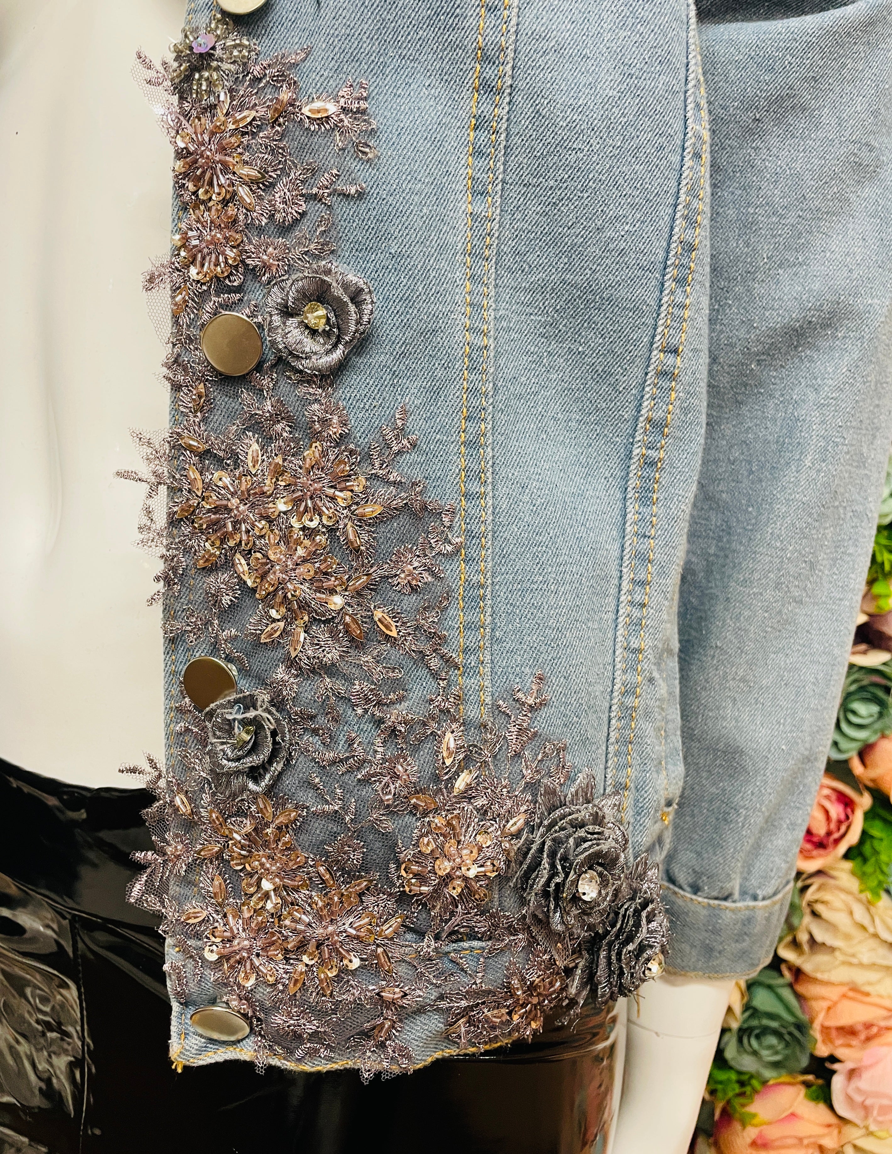 Denim Jacket With Embroidery Applique